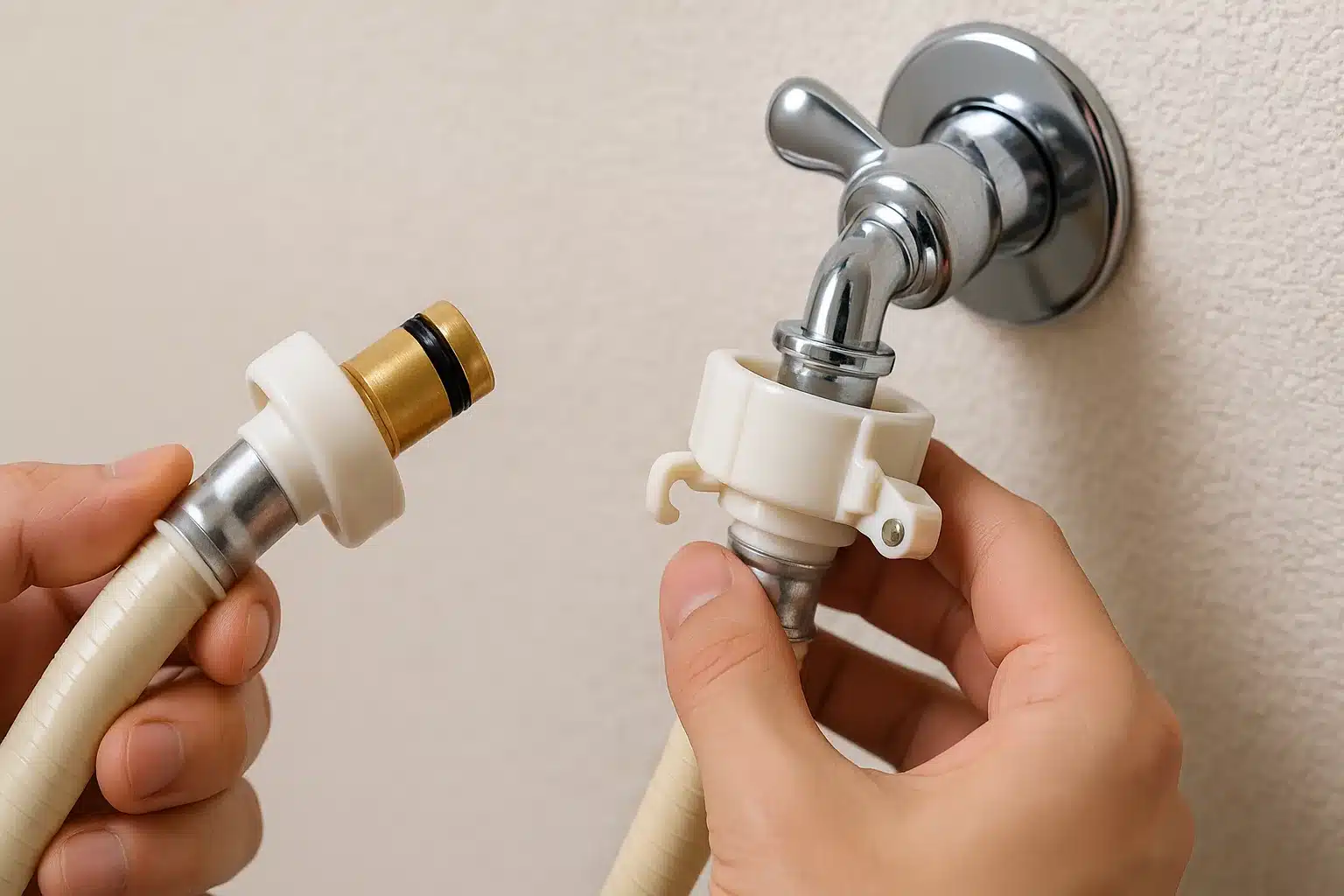 ⑤給水ホースはまらない時のワンタッチ水栓とストッパー付水栓の付け方『洗濯機 給水ホース はまらない 奥まで入らない 付け方』