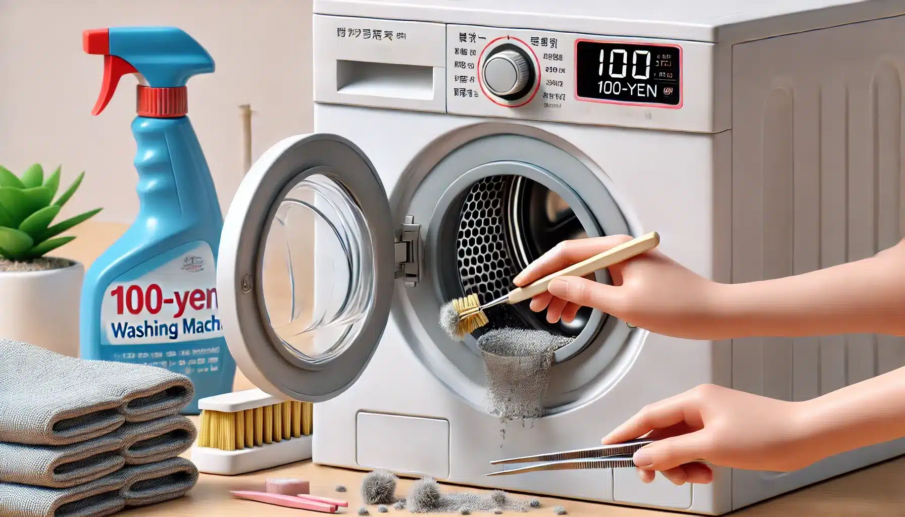 ⑭ドラム式洗濯機のホコリを100均の道具で取る方法『洗濯機 ゴミ取りネット 100均 破れた 代用 交換』