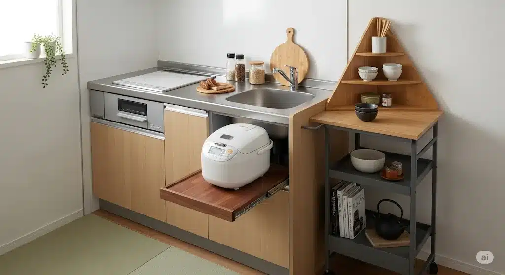 ⑩アイデアを生かした炊飯器の設置方法『炊飯器の下に敷くもの 100均 ニトリ ダイソー』