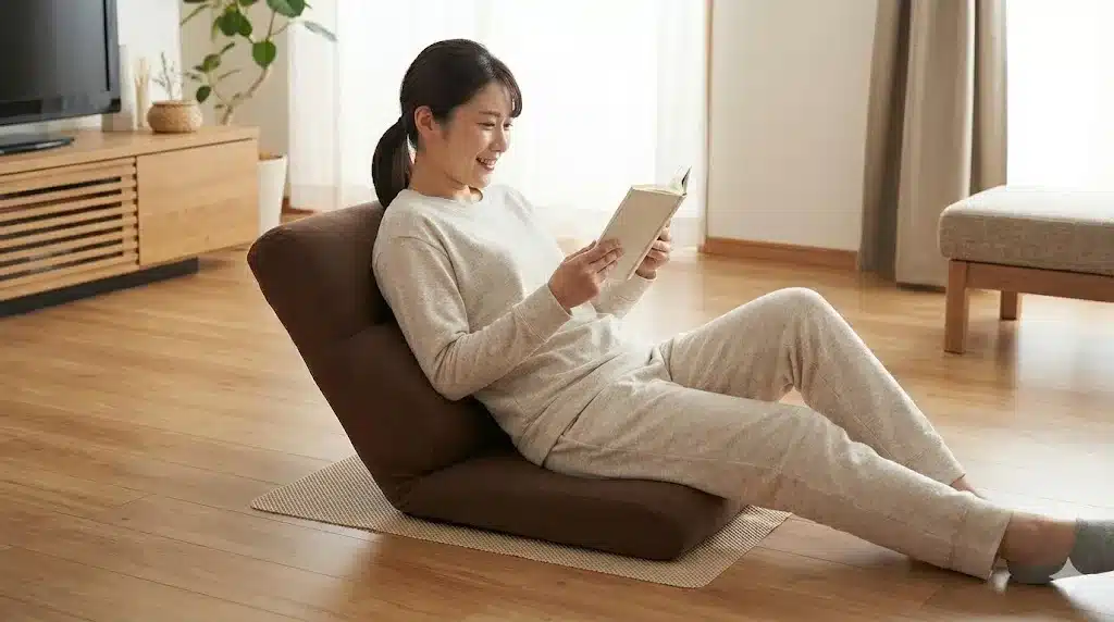 ⑧カインズどこでも背もたれクッション滑る対策と口コミ『カインズ どこでも 背もたれ クッション 滑る 口コミ ニトリ』