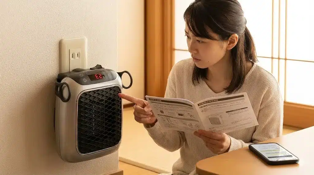 ⑫ここ暖ヒートコネクトの説明書にあるエラーと対処法『ここ暖(だん)ヒートコネクト 口コミ 電気代 安全性 使い方 amazon 』