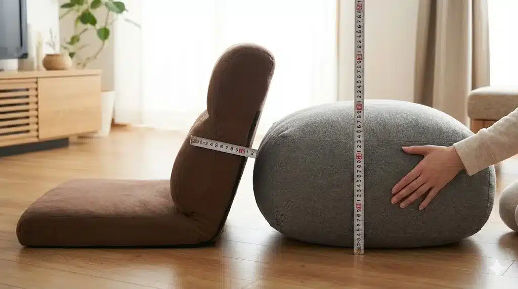 ⑫ニトリの在宅座椅子やレストクッションとの厚みの違い『カインズ どこでも 背もたれ クッション 滑る 口コミ ニトリ』