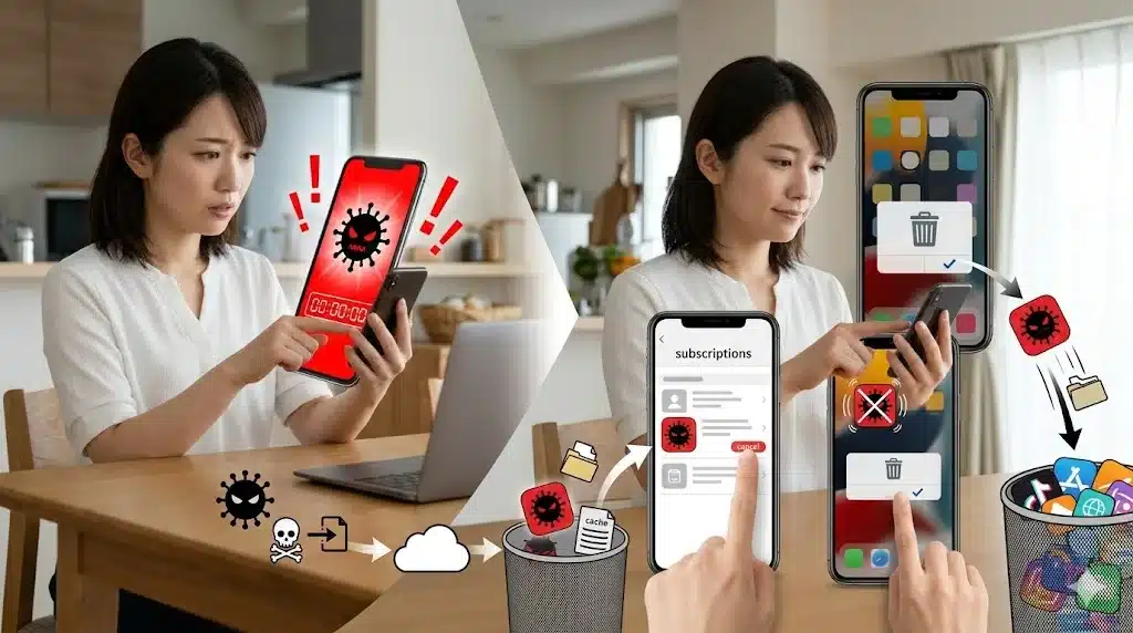 ⑩クリーナーアプリが悪質な場合の消し方と完全削除『マイティークリーナー 怪しい 口コミ 悪質なアプリ 消し方 偽クリーナーアプリ一覧 安全』