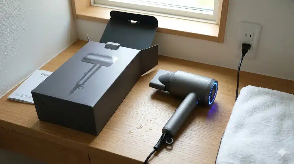 ⑤筆者が実際に購入し使用した状況をレポートしレビュー『コストコ GEEKヘアドライヤー どこの国 口コミ どこのメーカー 使い方』