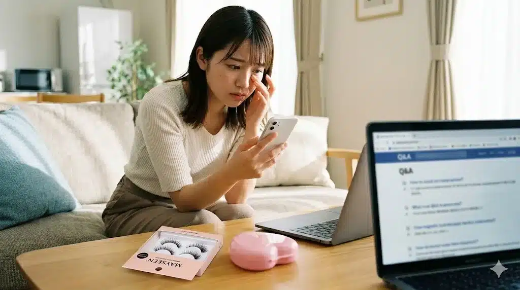 ②MAYSEENマグネット式つけまつげの危険性と知恵袋口コミ『MAYSEEN WOSADO マグネット式 つけまつげ 危険性 知恵袋 口コミ 種類 デメリット 付け方』