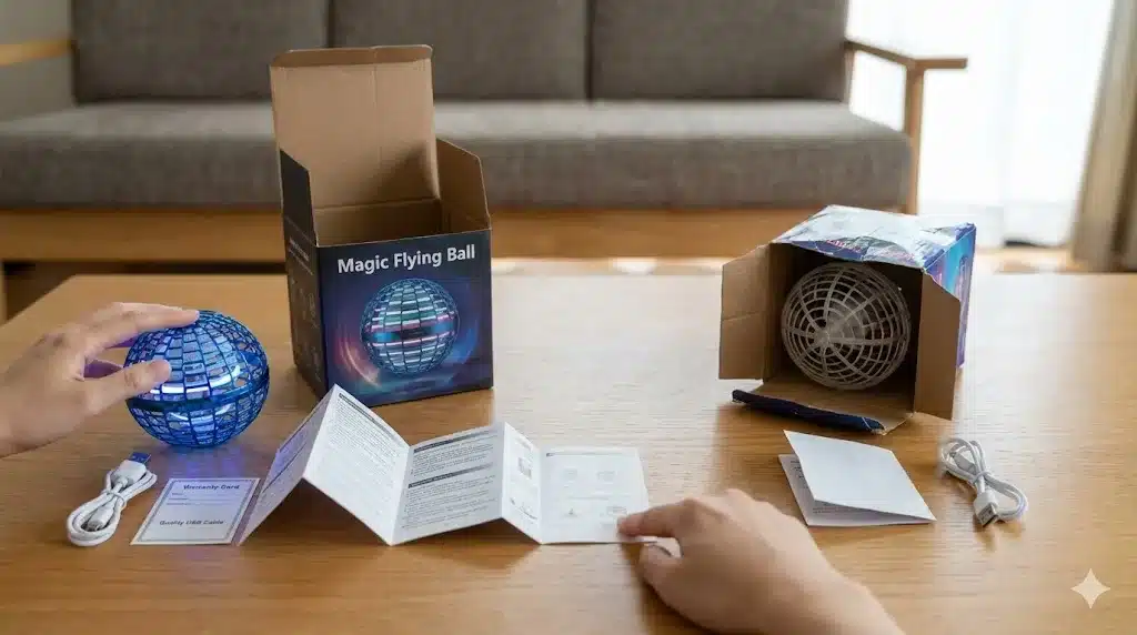 ④フライングボールの本物見分け方と取扱説明書『マジックフライングボール 飛ばない 偽物 本物見分け方 口コミ 遊び方』