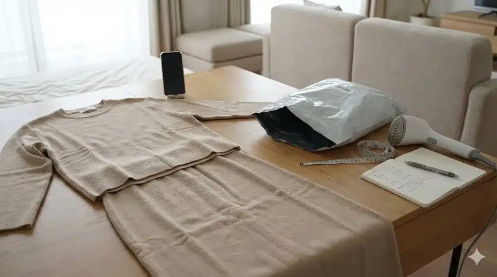 ⑯筆者が実際に購入して試着した状況をレポートしレビュー『エシカ(ESICA) 服 どこの国 口コミ ZOZO 届かない』