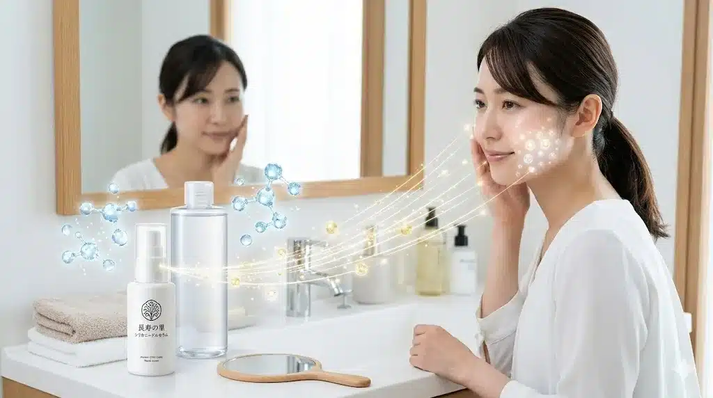 ⑭幹細胞エキスなど成分がもたらす美容効果『長寿の里 シリカニードルセラム 副作用 効果 口コミ 効果なし 500円』