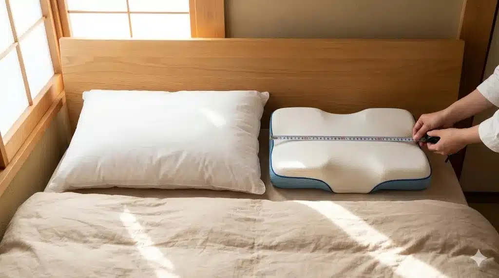 ⑦小さい？Derila Ergo枕のサイズ感を徹底検証『derila ergo デリラエルゴ 枕 口コミ 評判 どこの国 公式サイト』