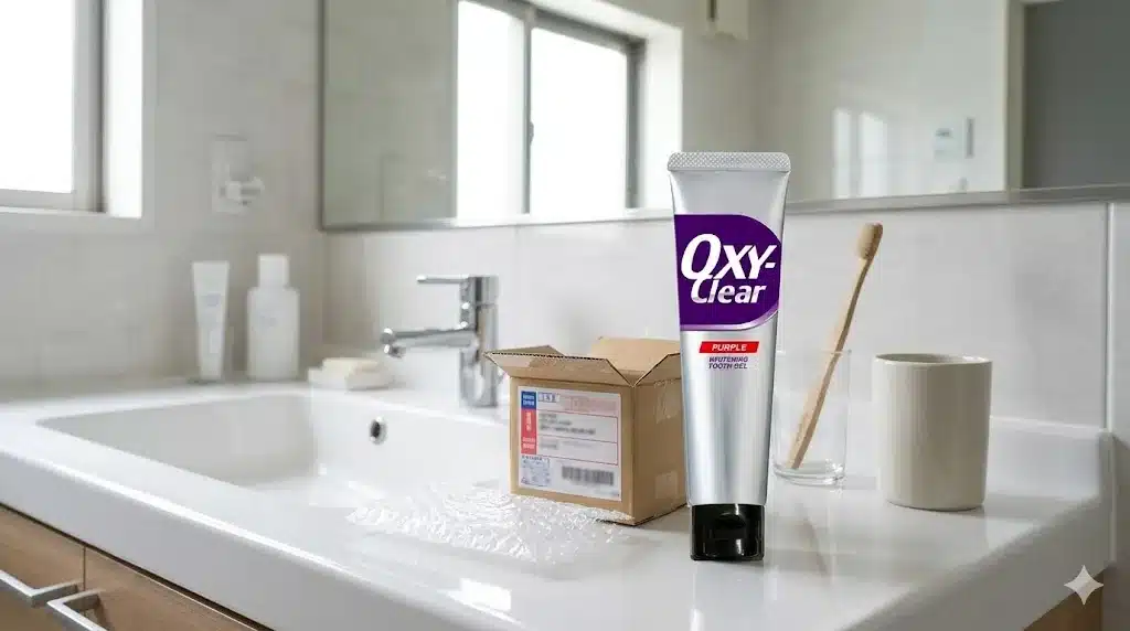 ③筆者が実際に購入した状況をレポートしレビュー『オキシークリア 歯磨き粉 口コミ 白くなる 紫 パープル』
